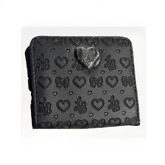 NWT Betsey Johnson Flap Wallet - Pretty Quilted Hearts - Black - Picture 1 of 5